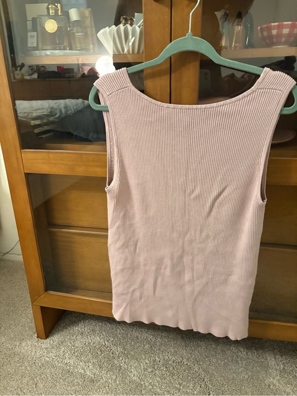 Abercrombie & Fitch Ribbed Scoop-Neck Tank Top - Dusty Pink